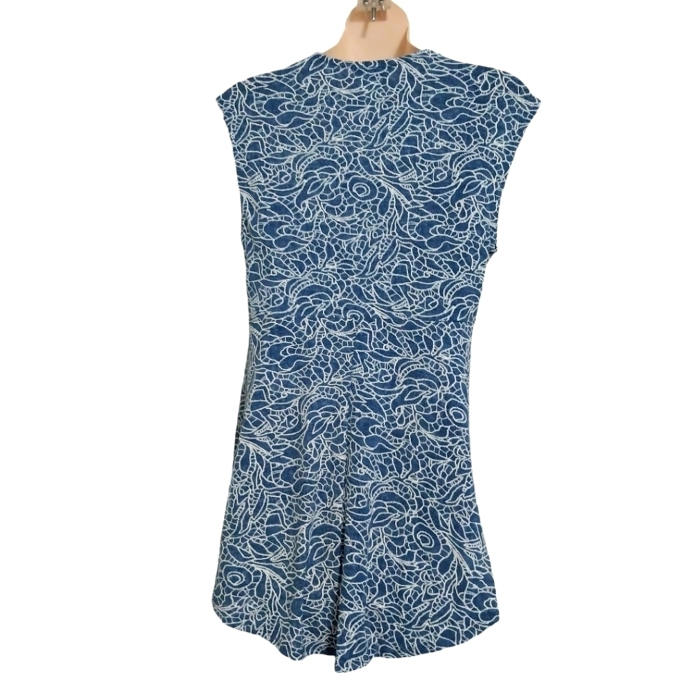 🔵BOGO FREE🔵 Venus Sleeveless Hi Lo Blue White Top w Lace Sz XS - Picture 4 of 5